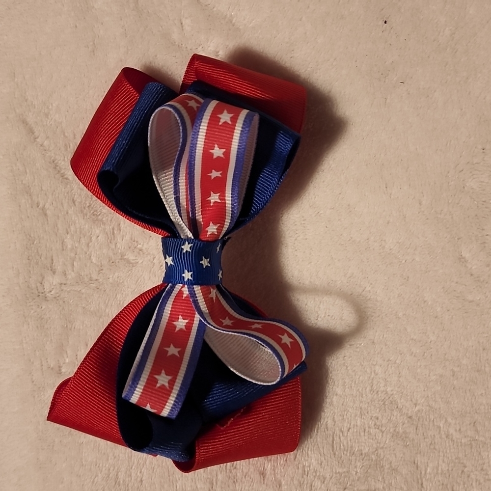 Red white and blue hair bow